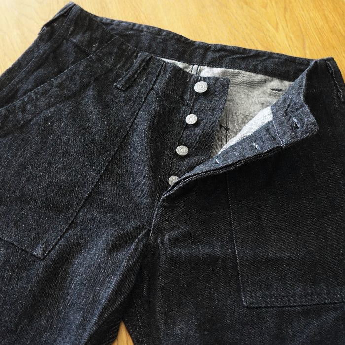 FN-S-DB001 12.5oz BLACK DENIM HALF PANTS FNSDB001 FLATHEAD フラットヘッドデニムジーンズ フラットヘッドジーンズ ハーフパンツ ショートパンツの画像
