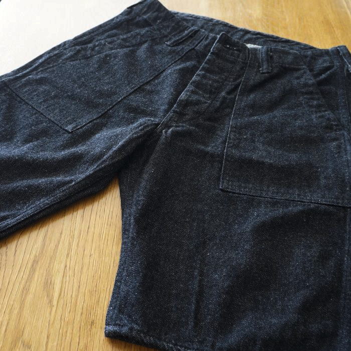 FN-S-DB001 12.5oz BLACK DENIM HALF PANTS FNSDB001 FLATHEAD フラットヘッドデニムジーンズ フラットヘッドジーンズ ハーフパンツ ショートパンツの画像