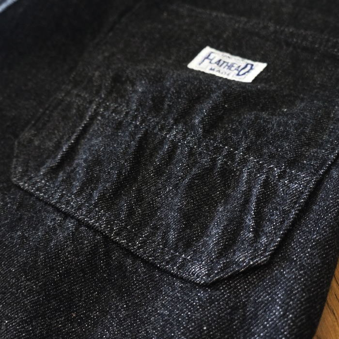 FN-S-DB001 12.5oz BLACK DENIM HALF PANTS FNSDB001 FLATHEAD フラットヘッドデニムジーンズ フラットヘッドジーンズ ハーフパンツ ショートパンツの画像