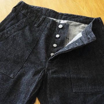FN-S-DB001 12.5oz BLACK DENIM HALF PANTS FNSDB001 FLATHEAD フラットヘッドデニムジーンズ フラットヘッドジーンズ ハーフパンツ ショートパンツの画像