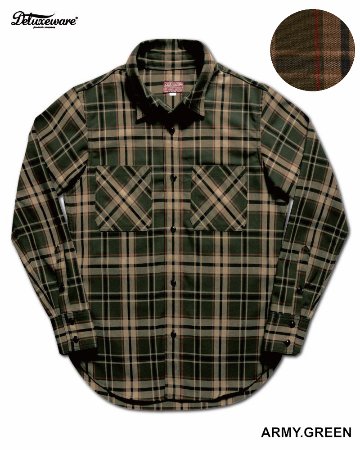 先行予約受付中！MV-19 ARMY GREEN CHECK MV19 DELUXEWARE デラックスウエアシャツ シャツ長袖 ライトネルシャツの画像