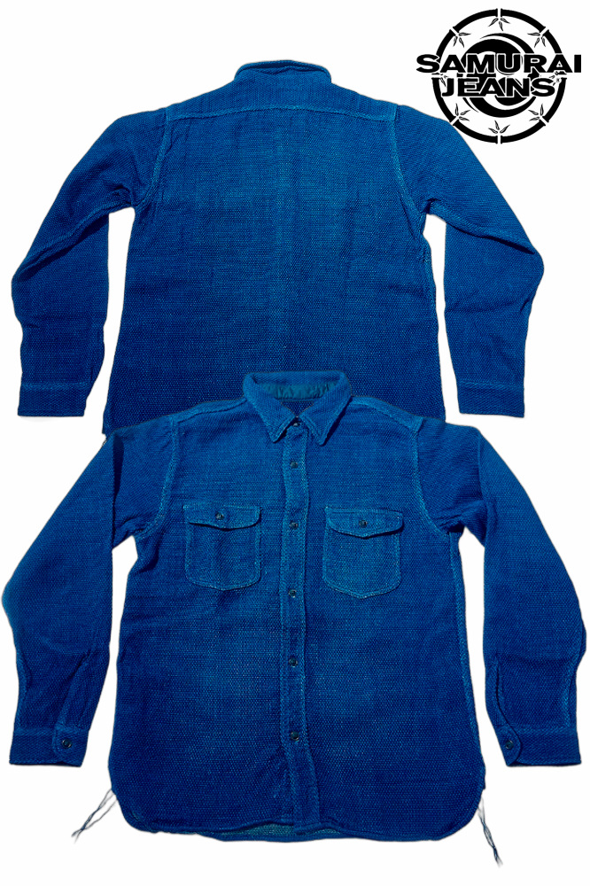 先行予約受付中！SSS27-SK 藍野良刺し子ワークシャツ SSS27SK SAMURAIJEANS サムライジーンズシャツ 長袖シャツの画像