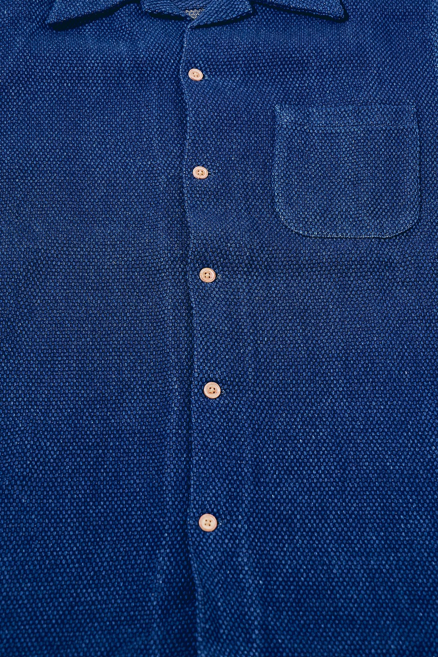 先行予約受付中！SOS27-SK 藍野良刺し子オープンシャツ SOS27SK SAMURAIJEANS サムライジーンズシャツ 半袖シャツの画像