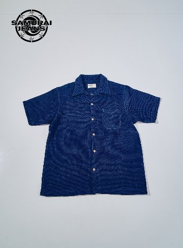 先行予約受付中！SOS27-SK 藍野良刺し子オープンシャツ SOS27SK SAMURAIJEANS サムライジーンズシャツ 半袖シャツの画像