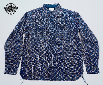 先行予約受付中！SSS27-KSK 襤樓(BORO)藍染め絣生地長袖ワークシャツ SSS27KSK SAMURAIJEANS サムライジーンズシャツ 長袖シャツの画像