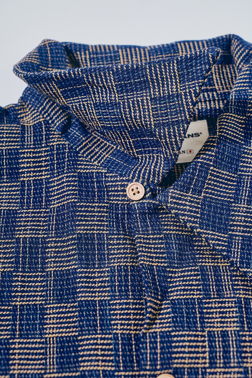 先行予約受付中！SOS27-KSK 襤樓(BORO)藍染め絣生地半袖オープンシャツ SOS27KSK SAMURAIJEANS サムライジーンズシャツ 半袖シャツの画像