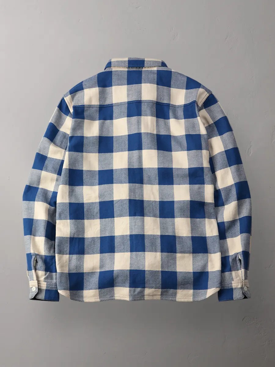 FN-SNR-101L WHxBL ブロックチェックネルシャツ101L FNSNR101L FLATHEAD フラットヘッドシャツ BLOCK CHECK NEL SHIRTの画像