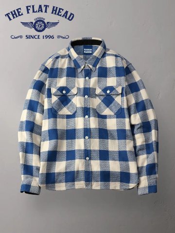 FN-SNR-101L WHxBL ブロックチェックネルシャツ101L FNSNR101L FLATHEAD フラットヘッドシャツ BLOCK CHECK NEL SHIRTの画像