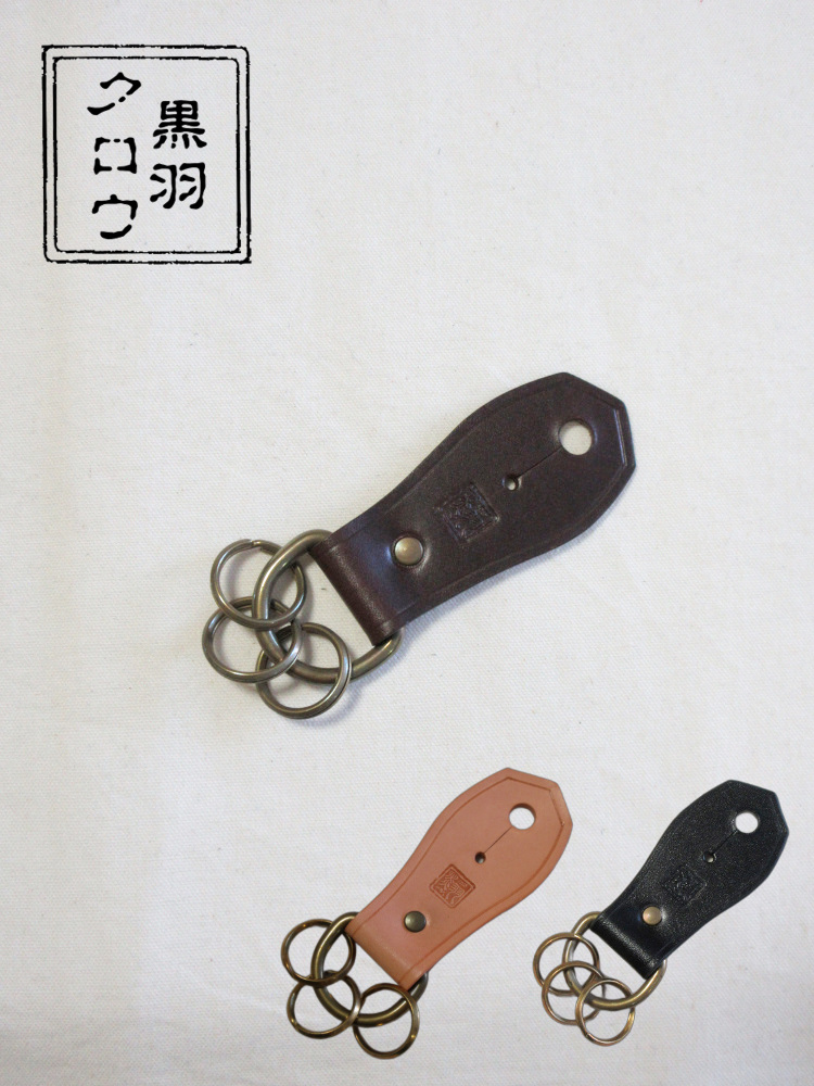 KS-3 NT CRキーホルダー3 KS3 黒羽（CROW：クロウ)キーホルダー レザー メンズの画像
