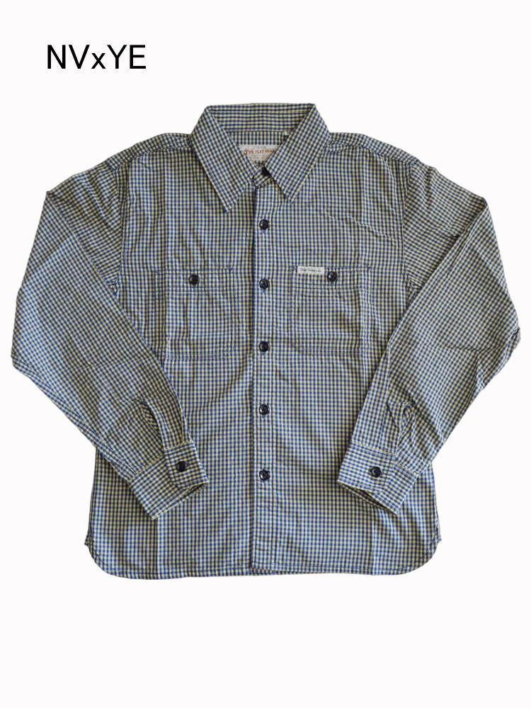 旧商品スペシャルプライス！CO-32W-ギンガムワークシャツ32長袖-CO32W-FLATHEAD-フラットヘッドシャツ メンズ ギンガムチェックの画像