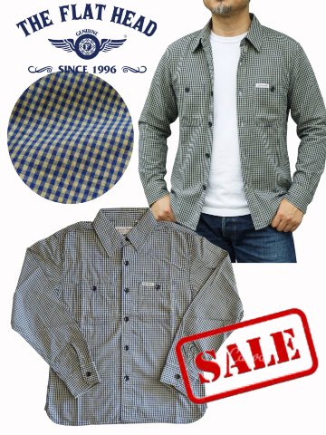 旧商品スペシャルプライス！CO-32W-ギンガムワークシャツ32長袖-CO32W-FLATHEAD-フラットヘッドシャツ メンズ ギンガムチェックの画像