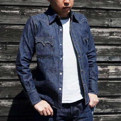 SWD-L01-インディゴ-デニムウエスタンシャツカモメL01-SWDL01-SAMURAIJEANS-サムライジーンズウエスタンシャツ-デニムシャツの画像