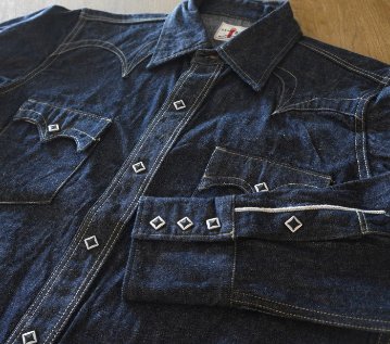 SWD-L01-インディゴ-デニムウエスタンシャツカモメL01-SWDL01-SAMURAIJEANS-サムライジーンズウエスタンシャツ-デニムシャツの画像