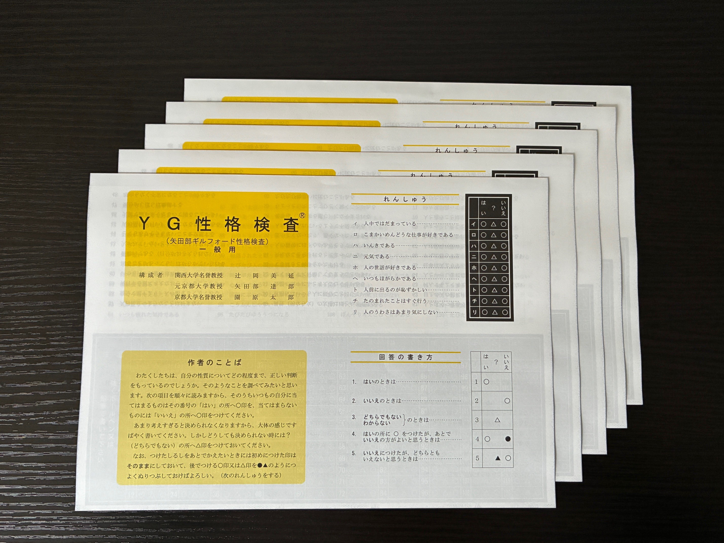 YG性格検査用紙5枚セットの画像