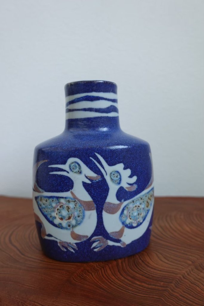 ロイヤルコペンハーゲン 花瓶（青/鳥）の画像