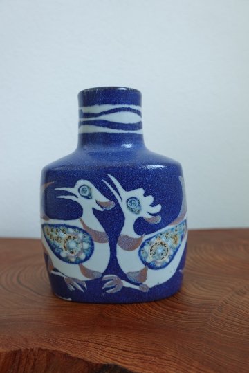 ロイヤルコペンハーゲン 花瓶（青/鳥）の画像