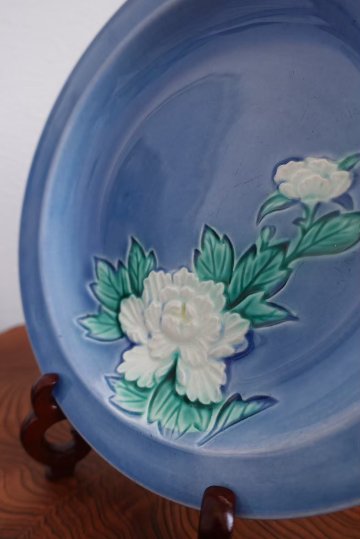 珉平焼　青（白い花）の画像