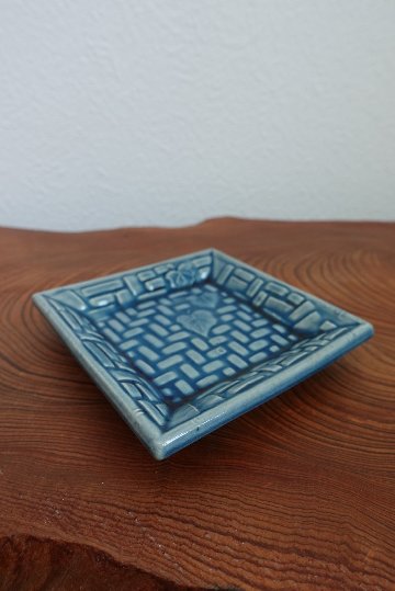 珉平焼　青/かご柄　Bの画像