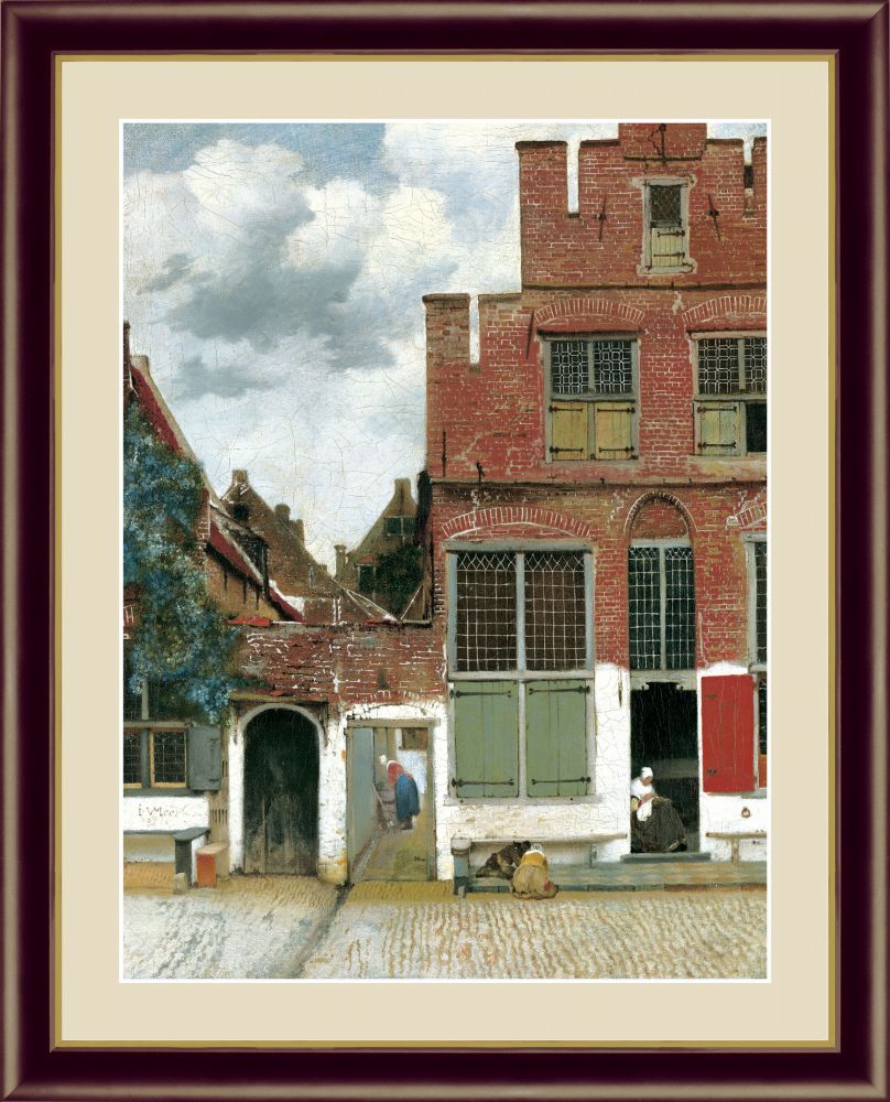 フェルメール デルフトの小路 F6 52×42cm 木製フレーム - 絵画