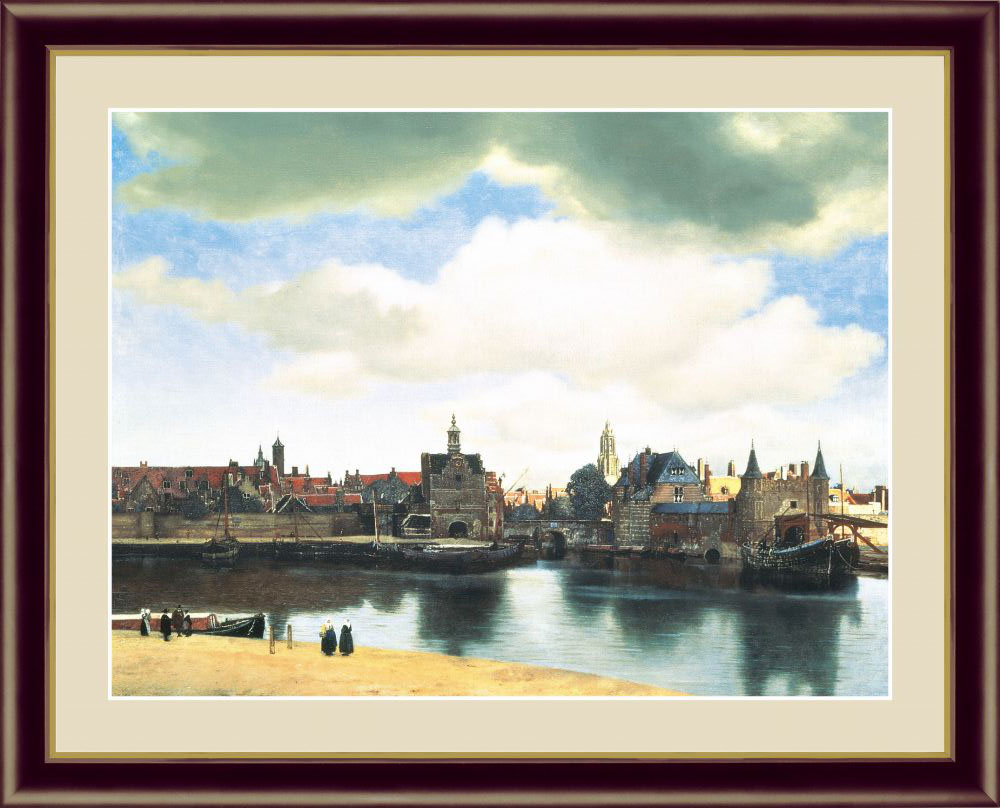 【西洋画･複製画】フェルメール デルフトの眺望 F4 42×34cm 木製フレームの画像