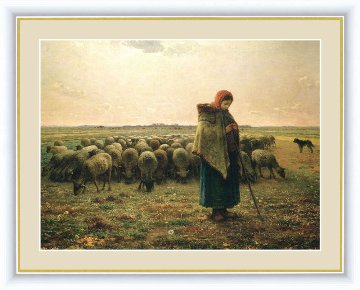 【西洋画･複製画】ミレー 羊飼いの少女 F6 52×42cm 木製フレーム画像