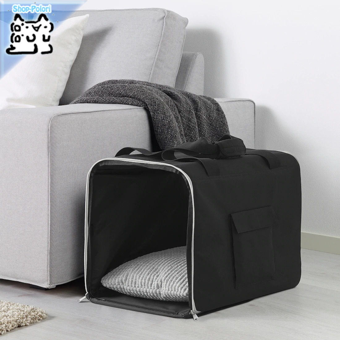 【IKEA Original】LURVIG -ルールヴィグ- ペット用旅行バッグ ブラック グレー 50ｘ32x35 cm画像