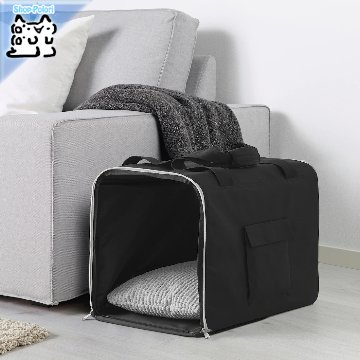 【IKEA Original】LURVIG -ルールヴィグ- ペット用旅行バッグ ブラック グレー 50ｘ32x35 cmの画像