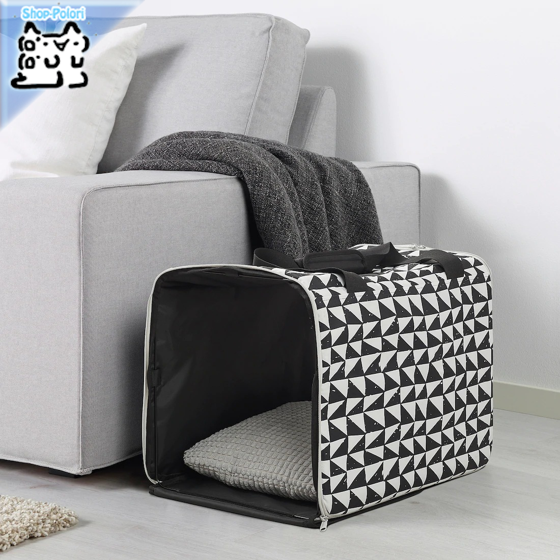 【IKEA Original】LURVIG -ルールヴィグ- ペット用旅行バッグ ホワイト ブラック 50ｘ32x35 cm画像