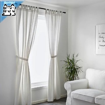 【IKEA Original】ikea カーテン LENDA -レンダ- タッセル付き 1組 ホワイト/ブリーチ 145x250 cm画像