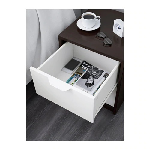 【IKEA Original】ASKVOLL -アスクヴォル- チェスト（引き出し×2） ブラックブラウン ホワイト 41x49 cm画像