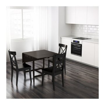 【IKEA Original】INGATORP -インガートルプ- テーブル ドロップリーフテーブル ブラックブラウン 65x123x78 cmの画像