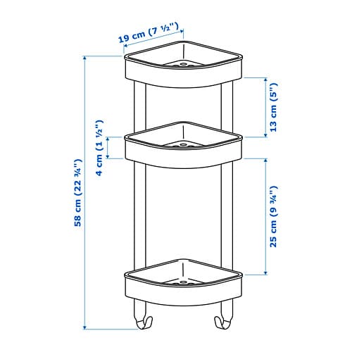 【IKEA Original】BROGRUND -ブログルンド- コーナーウォールシェルフユニット ステンレススチール 19x58 cmの画像