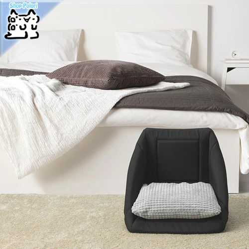 【IKEA Original】LURVIG -ルールヴィグ- ペット ネコ用ベッド/ハウス ブラック ホワイト 38x38x37 cm画像