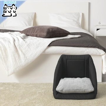 【IKEA Original】LURVIG -ルールヴィグ- ペット ネコ用ベッド/ハウス ブラック ホワイト 38x38x37 cmの画像