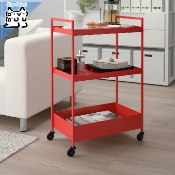 【IKEA Original】NISSAFORS -ニッサフォース- ワゴン レッドオレンジ 50.5x30x83 cm画像