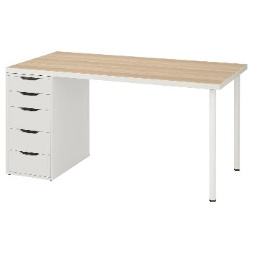 【IKEA Original】LINNMON -リンモン- テーブル ホワイト ホワイトステインオーク調 ホワイト 150x75 cm画像