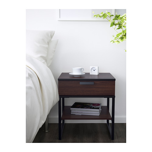 【IKEA Original】TRYSIL -トリスィル- ベッドサイドテーブル チェスト ダークブラウン ブラック 45x40 cmの画像