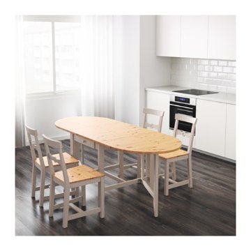 【IKEA Original】GAMLEBY -ガムレビー- ゲートレッグテーブル ライトアンティークステイン グレー 67/134/201x78 cm画像