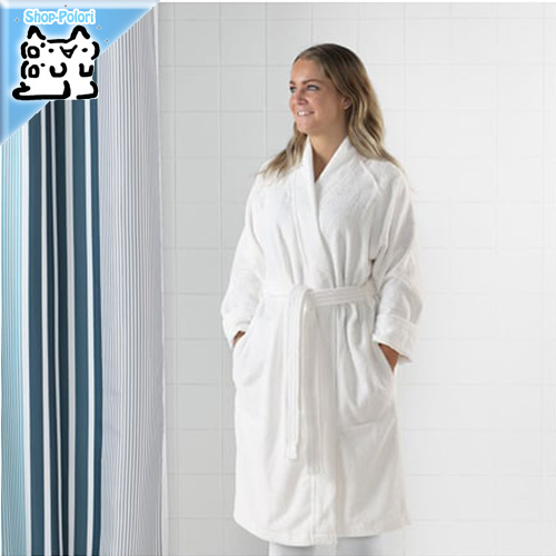 【IKEA Original】ROCKAN -ロッコン- バスローブ ホワイト L/XLサイズ 綿 100% ルームウェア画像