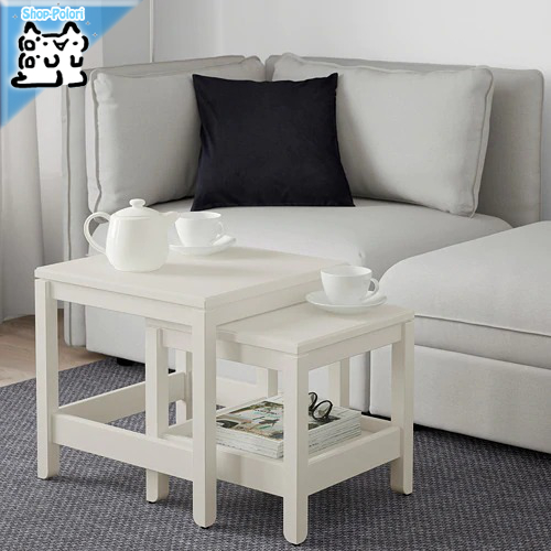 【IKEA Original】HAVSTA -ハーヴスタ- ネストテーブル サイドテーブル ホワイト 2点セット画像