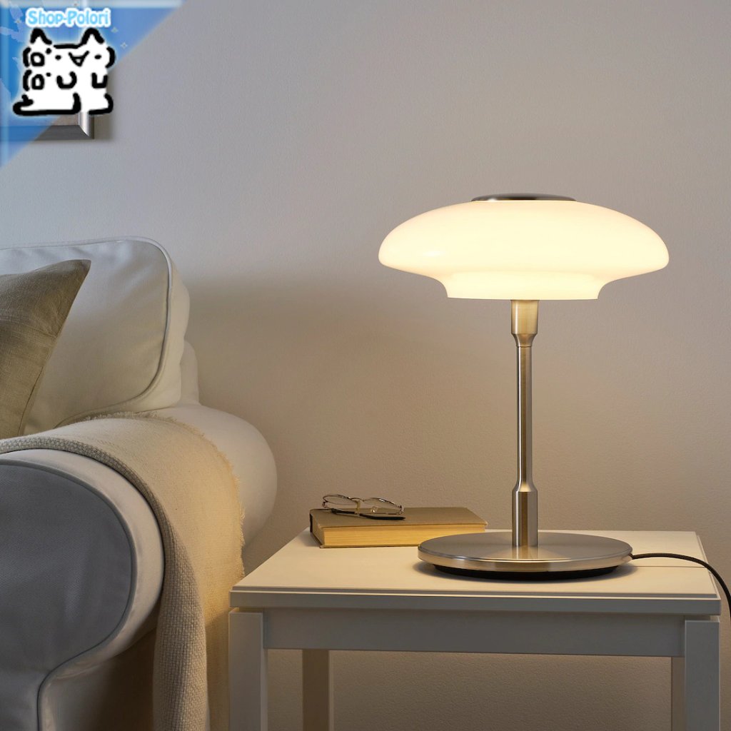 【IKEA Original】TALLBYN -テルビーン- テーブルランプ ニッケルメッキ オパールホワイト ガラス 40 cmの画像