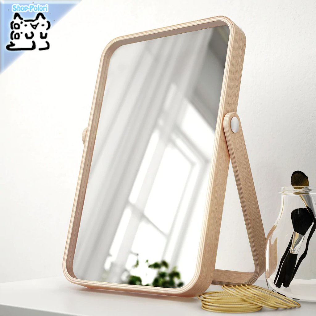 【IKEA Original】IKORNNES -イコルネス- 鏡 テーブルミラー アッシュ 27x40 cmの画像