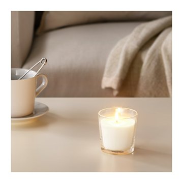 【IKEA Original】SMATREVLIG -スモートレヴリグ- 香り付きキャンドル グラス入り ロウソク スイートバニラ ナチュラル 7.5 cm画像
