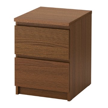 【IKEA Original】MALM -マルム- チェスト（引き出し×2）ベッドサイドテーブル ブラウンステイン アッシュ材 40×55cm画像