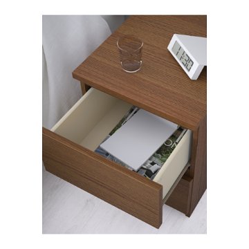 【IKEA Original】MALM -マルム- チェスト（引き出し×2）ベッドサイドテーブル ブラウンステイン アッシュ材 40×55cmの画像