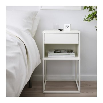 【IKEA Original】VIKHAMMER -ヴィークハムメル- ベッドサイドテーブル ホワイト 40x39 cm画像