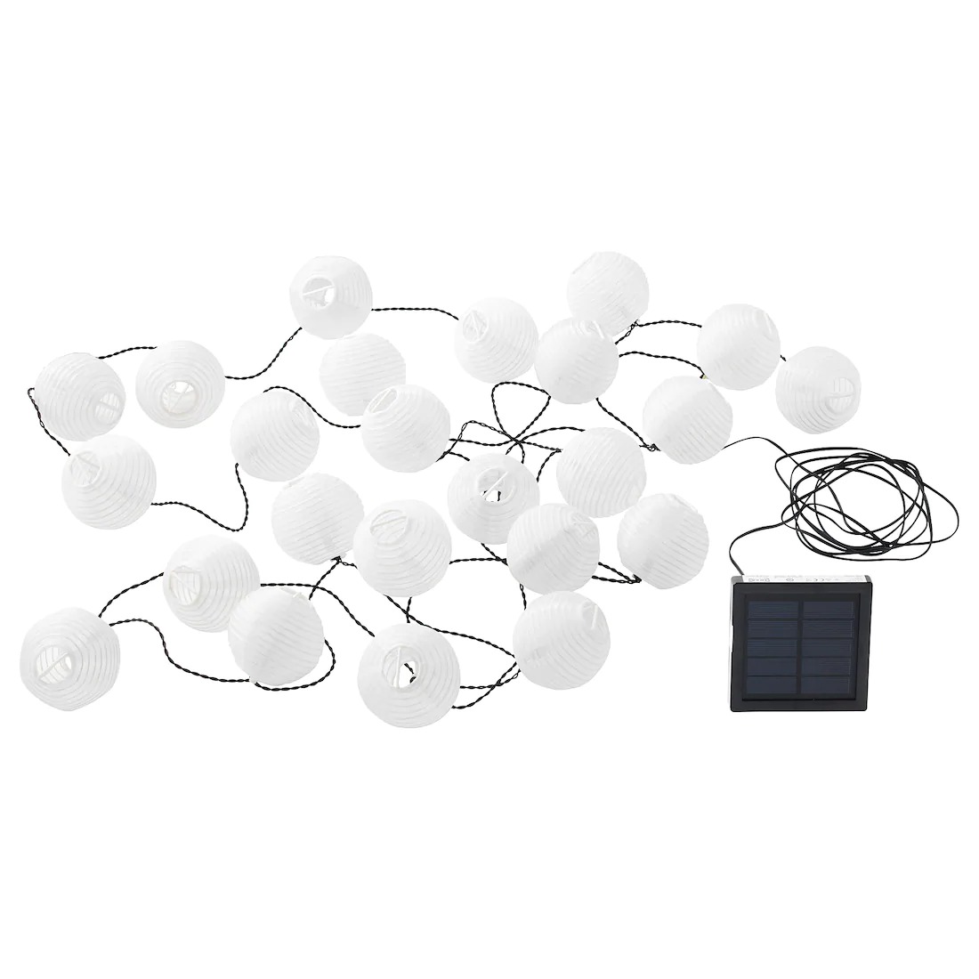 【IKEA Original】SOLARVET -ソラールヴェート- LEDライトチェーン 全24球 屋外用 太陽電池式 ボール ホワイト 7.3 m画像
