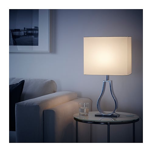 【IKEA Original】KLABB -クラッブ- テーブルランプ オフホワイト ニッケルメッキ 44 cm画像