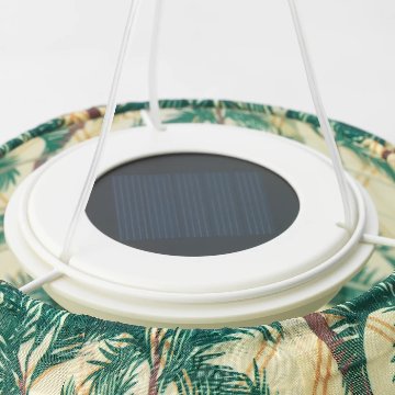 【IKEA Original】SOLVINDEN -ソルヴィンデン- LED太陽電池式ペンダントランプ 屋外用 楕円形 ヤシ模様 60 cm画像