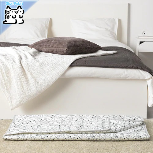 【IKEA Original】LURVIG -ルールヴィグ- ペット 毛布 ホワイト ブラック 100x150 cmの画像